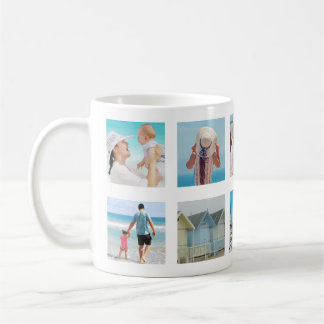 Taza De Café Personalizado 10 Plazas fotográficas Collage White