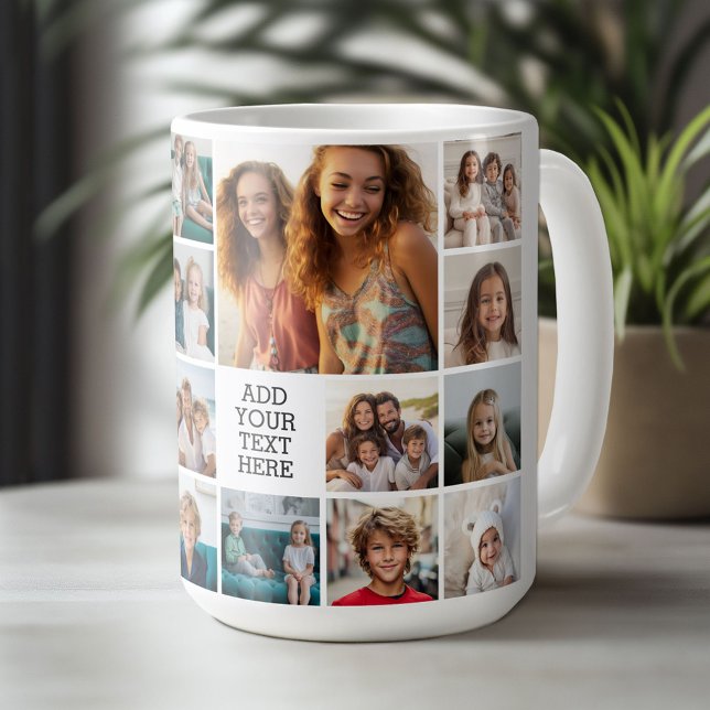 Taza De Café Personalizado 17 Collage de fotos - Negro - blanco (Custom Photo Mug)