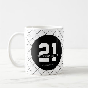 Taza De Café Personalizado 21º cumpleaños Moderno y elegante
