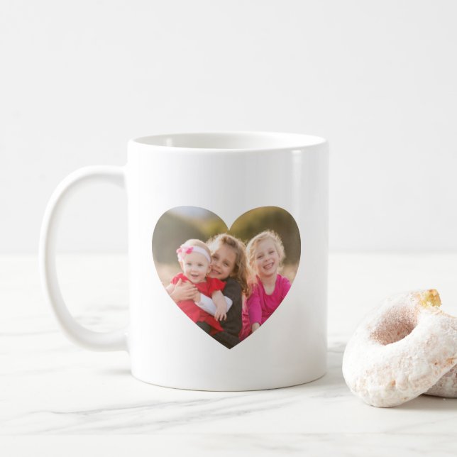 Taza De Café Personalizado 2 Corazones fotográficos (Con donut)