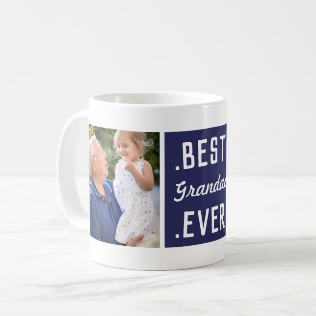 Taza De Café Personalizado 2 Foto Azul Mejor Abuelo Nunca Mug (Anverso izquierdo)