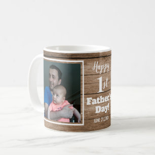 Taza De Café Personalizado 2 Foto Primer Día del Padre Madera 