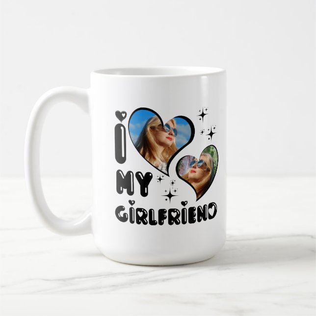 Taza De Café Personalizado 2 foto que amo a mi novia (Izquierda)