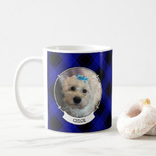 Taza De Café Personalizado 2 Fotos Frame Classic Blue & Black P