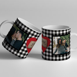 Taza De Café Personalizado 2 parejas de foto iniciales corazón 
