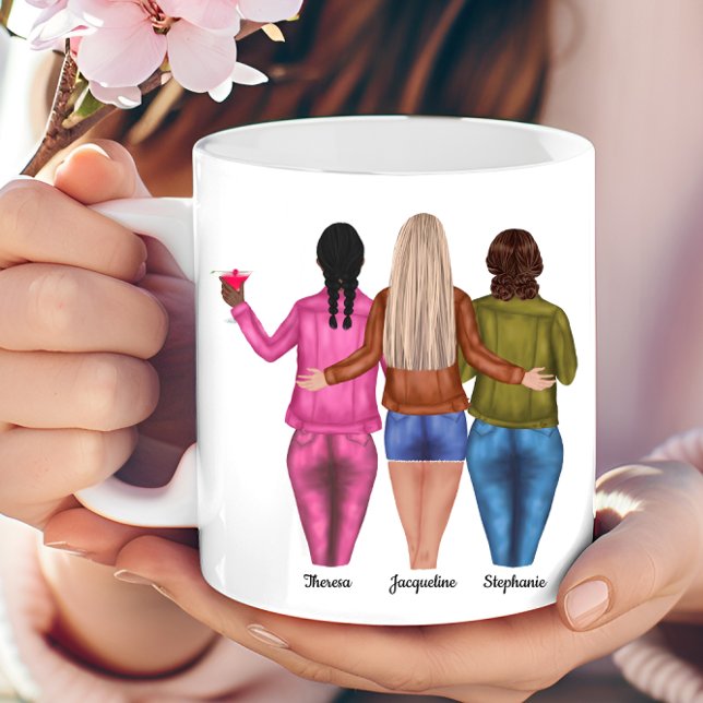 Taza De Café Personalizado 3 mejores amigos (Personalized 3 Best Friends Coffee Mug)