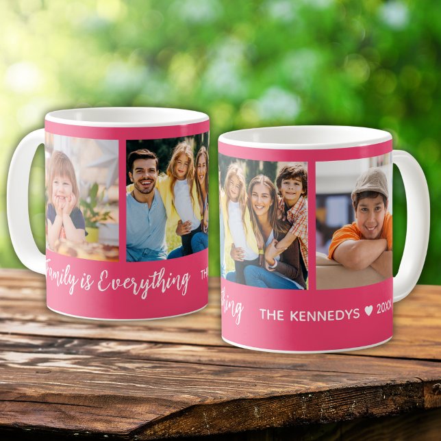 Taza De Café Personalizado 3 Nombre de familia de fotos Cita ro (Subido por el creador)