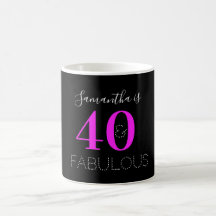 Personalizado 40 cumpleaños 40 Fabuloso Neon Pink