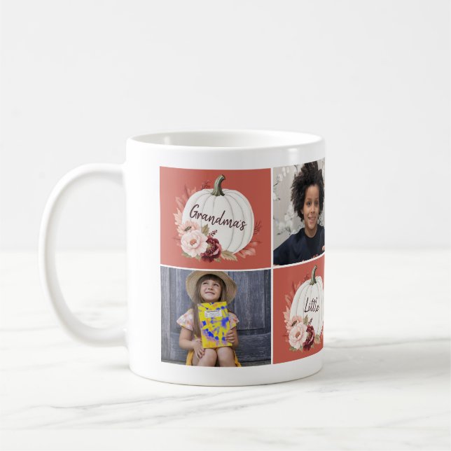 Taza De Café Personalizado 4 collage de fotos Abuela Calabaza (Izquierda)
