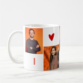 Taza De Café Personalizado 4 Collages de fotos I Heart You Coff