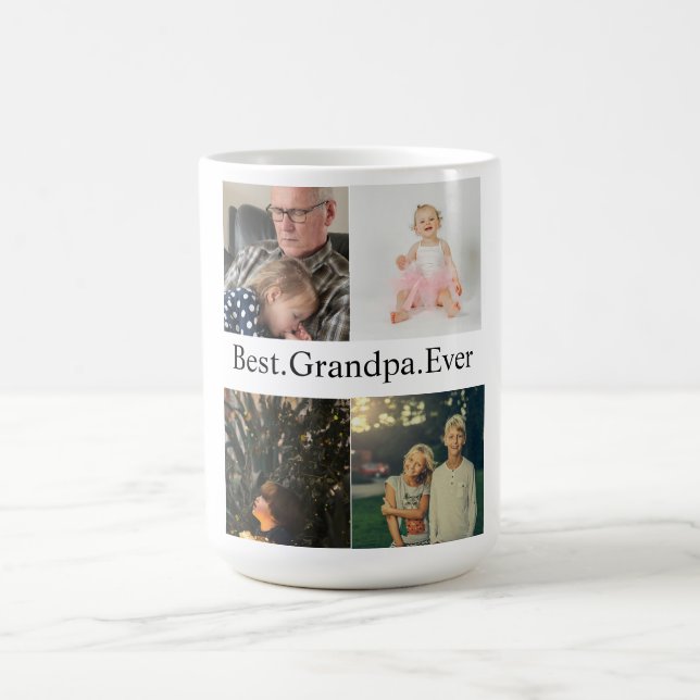 Taza De Café Personalizado 4 Mejor Abuelo Collage de fotos (Centro)