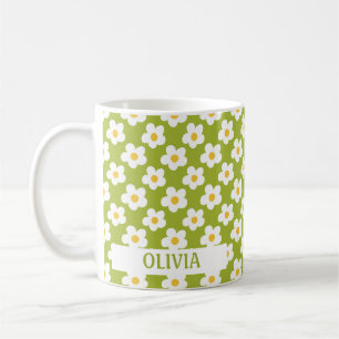 Taza De Café Personalizado 70s Groovy Daisy Retro Floral Boho V