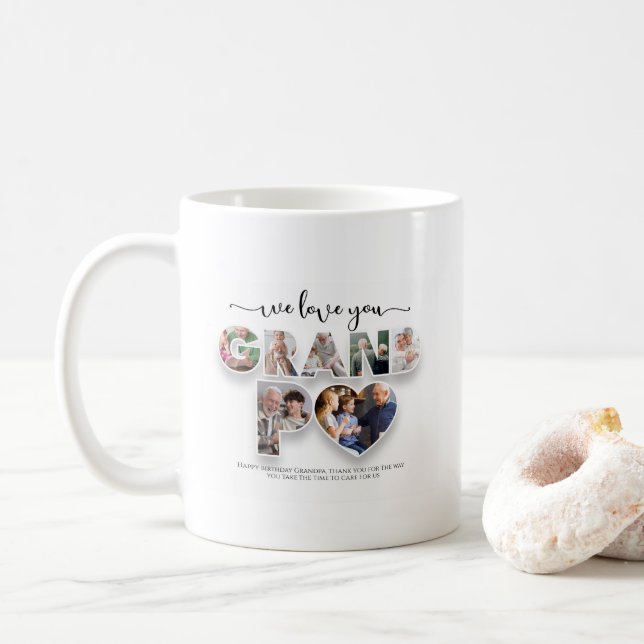 Taza De Café Personalizado Abuelo Collage Coffee Mug (Con donut)