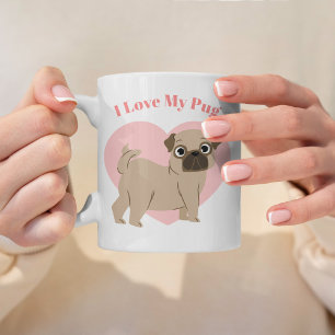 Taza De Café Personalizado Adorable de Ilustracion Pug