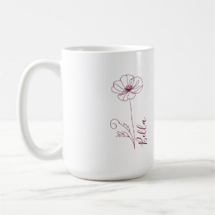 Taza De Café Personalizado Agosto Poppy Nacimiento Regalo de Fl