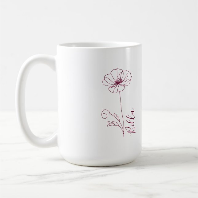 Taza De Café Personalizado Agosto Poppy Nacimiento Regalo de Fl (Izquierda)