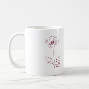 Taza De Café Personalizado Agosto Poppy Nacimiento Regalo de Fl