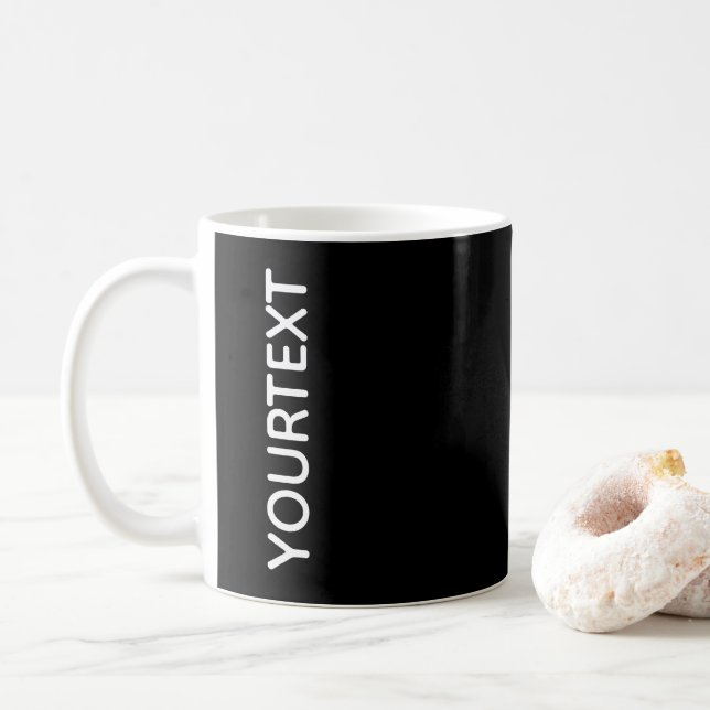Taza De Café Personalizado Añadir tu texto elegante blanco negr (Con donut)