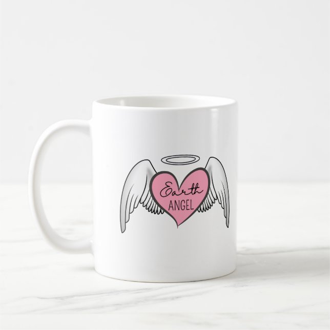 Taza De Café Personalizado Ángel de la Tierra Mug - Corazón, Al (Izquierda)
