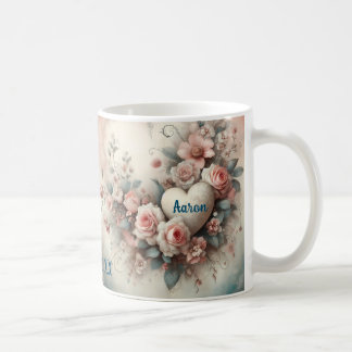 Taza De Café Personalizado Aniversario Floral Wreath