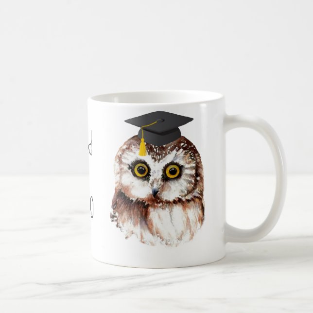 Taza De Café Personalizado Año Graduación Divertido Wise Owl (Derecha)