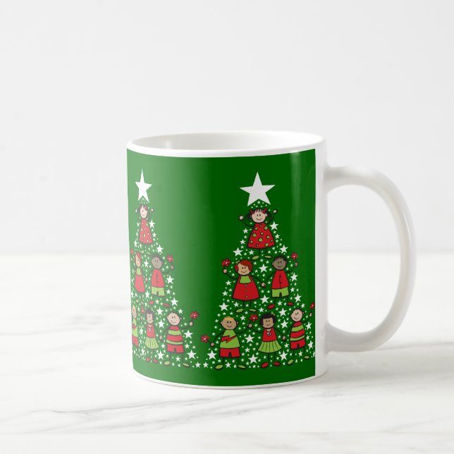 Taza De Café Personalizado Árbol de Navidad Niños divertidos fe (Derecha)