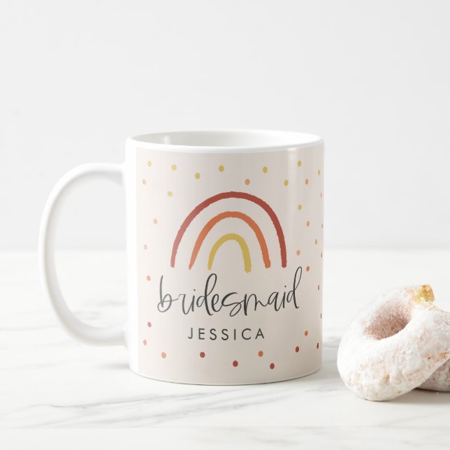 Taza De Café Personalizado arcoiris de la terraza rosa Rubor (Con donut)
