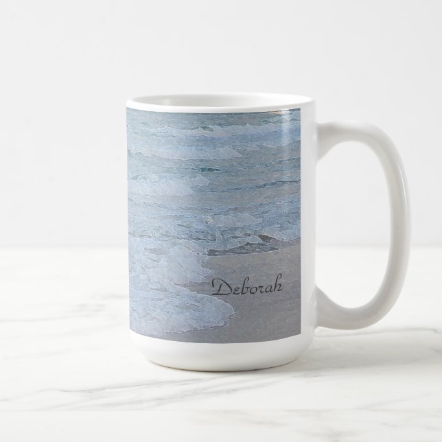 Taza De Café Personalizado Artistic Blue Green Ocean Waves Art  (Derecha)