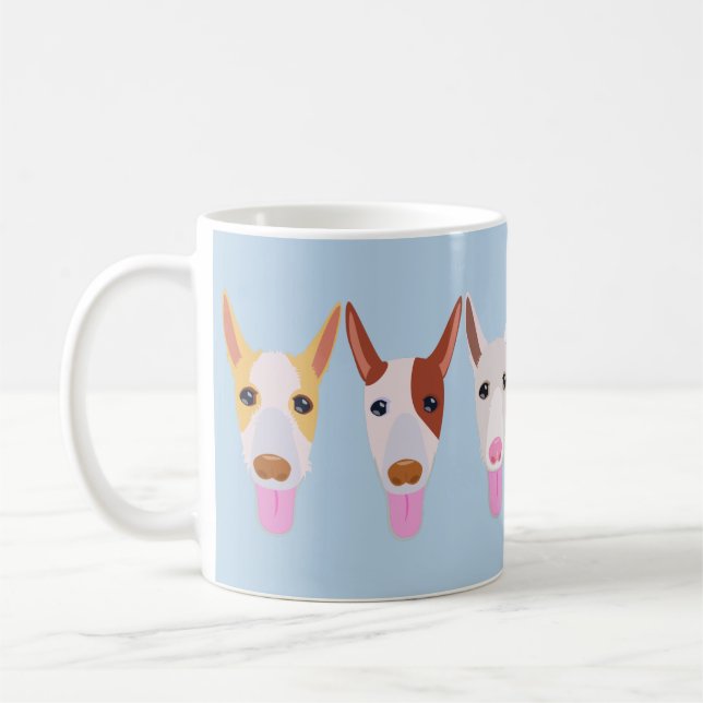 Taza De Café Personalizado azul Caras de perro podenco (Izquierda)