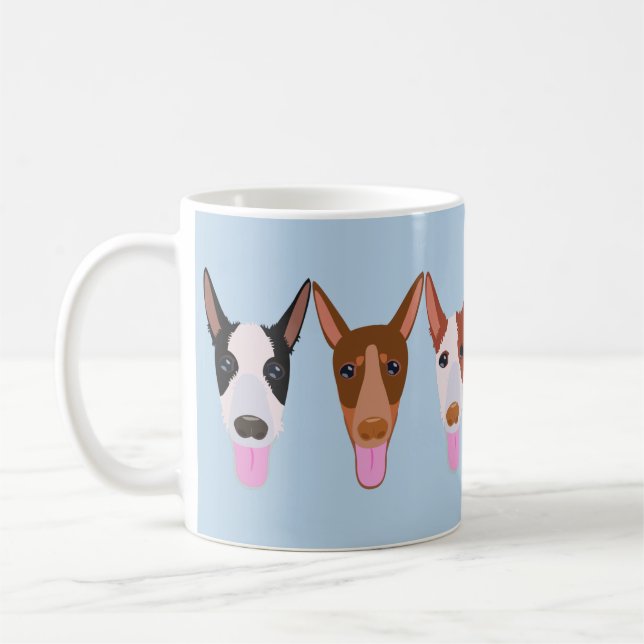 Taza De Café Personalizado azul claro Caras de perro podenco (Izquierda)