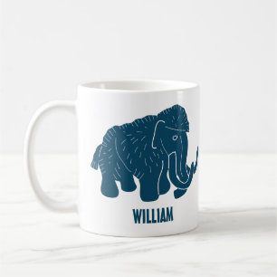 Taza De Café Personalizado azul Wooly Mamut Personalizado