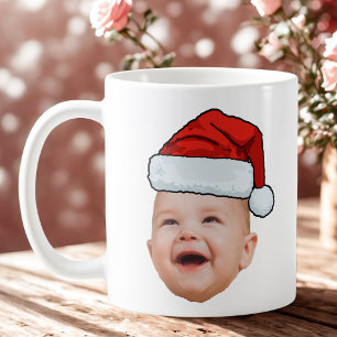 Taza De Café Personalizado Baby Face Foto Santa Hat Navidades