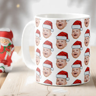 Taza De Café Personalizado Baby Face Foto Santa Hat Navidades