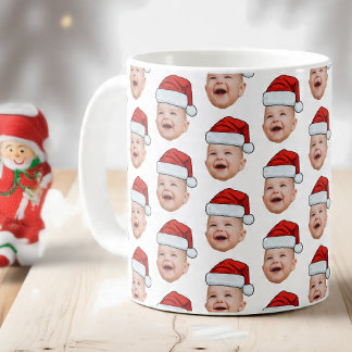 Taza De Café Personalizado Baby Face Foto Santa Hat Navidades