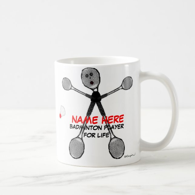 Taza De Café Personalizado Badminton Player For Life (Derecha)