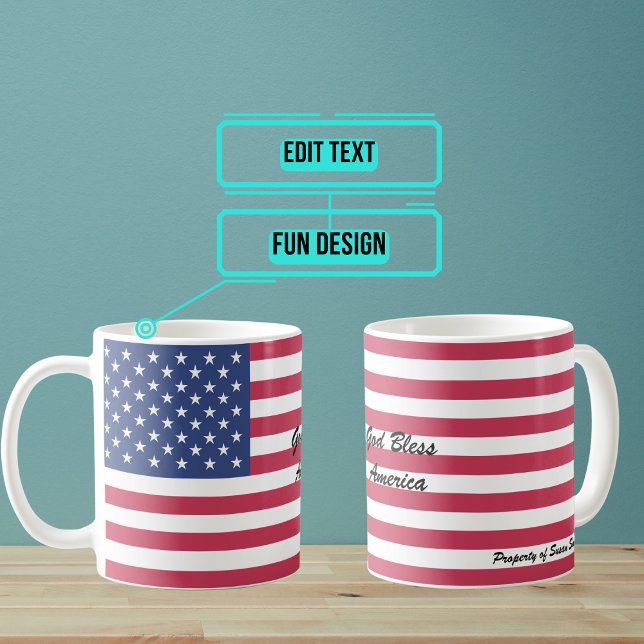 Taza De Café Personalizado Bandera Americana Mug (The USA stars and stripes on this design creates a patriotic look that you can admire.)