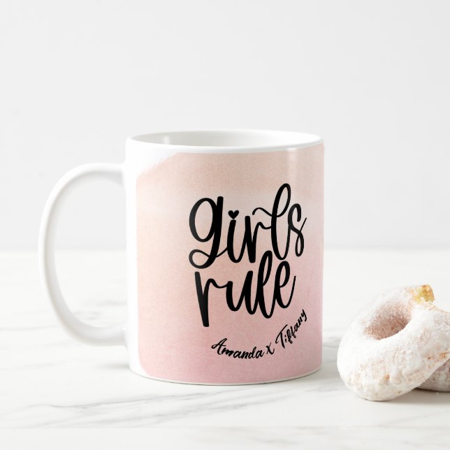 Taza De Café Personalizado BFF Nombre Chicas Regla Amistad (Con donut)
