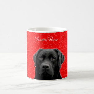 Taza De Café Personalizado Black Labrador Red Hearts Mug