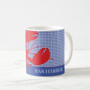 Taza De Café Personalizado blanco azul del langosta rojo de la
