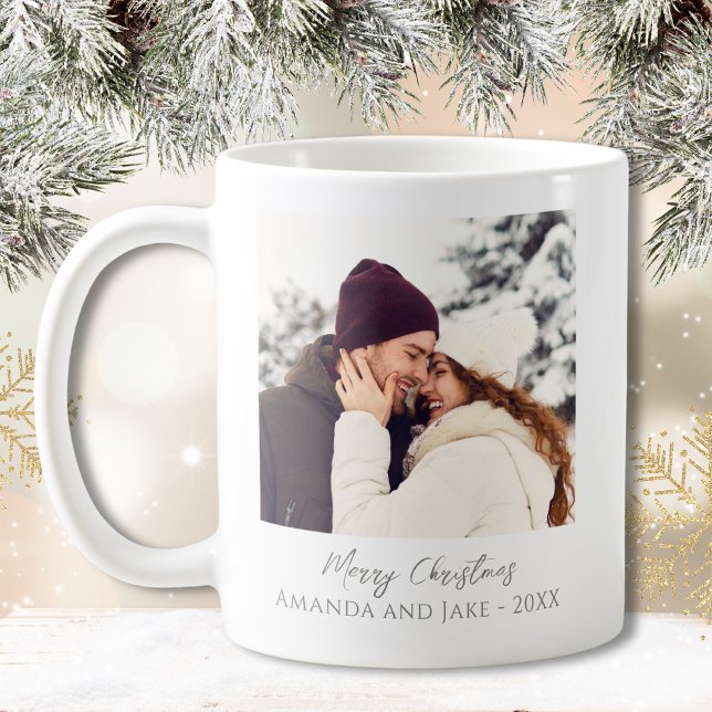 Taza De Café Personalizado blanco moderno Feliz foto de Navidad (Subido por el creador)