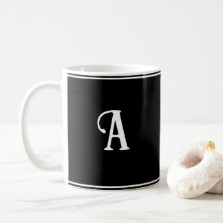 Taza De Café Personalizado blanco y negro simple y elegante ini