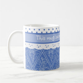 Taza De Café Personalizado Blue Periwinkles Polka Dots Faux Lac