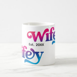 Taza De Café Personalizado Boda Aniversario Colorful Wifey