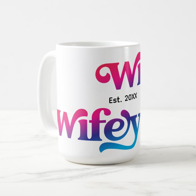 Taza De Café Personalizado  Boda Aniversario de la pareja Wifey (Anverso izquierdo)