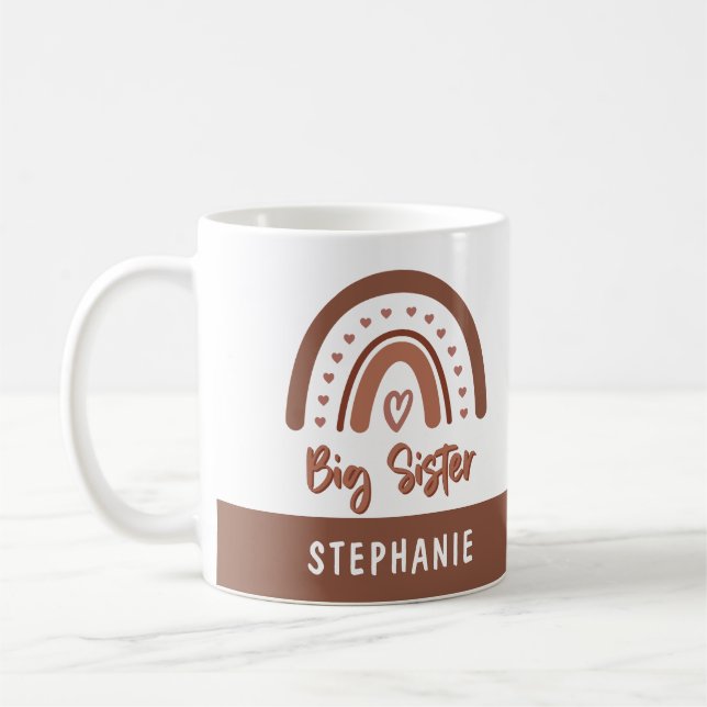 Taza De Café Personalizado Boho Gran Hermana del Arcoiris Pareá (Izquierda)