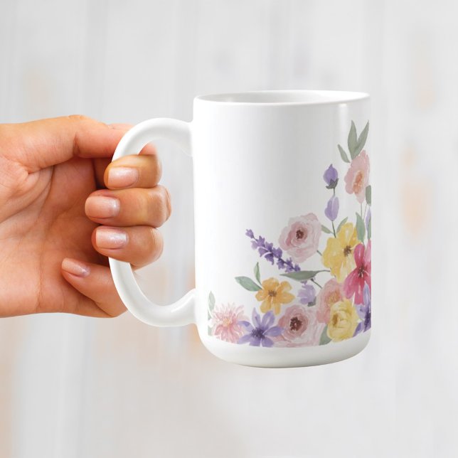 Taza De Café Personalizado botánico acuarela Floral Monograma E (Subido por el creador)