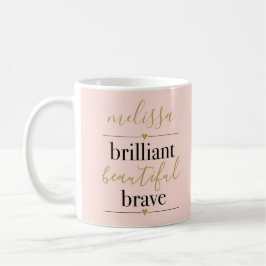 Taza De Café Personalizado Brillante Hermosa Valiente Rosa Rubo