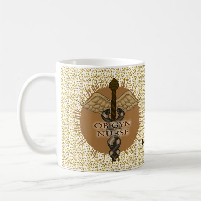 Taza De Café Personalizado Caduceus OB Gyn Nurse Mug (Izquierda)