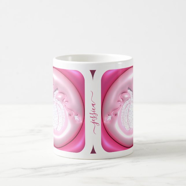 Taza De Café Personalizado cae de calabaza rosa y blanca, regal (Centro)