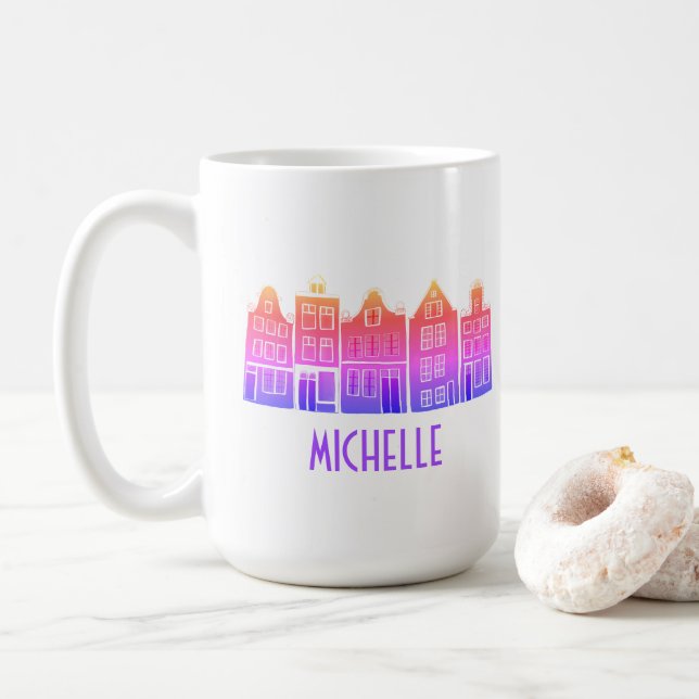 Taza De Café PERSONALIZADO Canal House Row Amsterdam Holland Ho (Con donut)